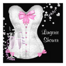 Pink Black Corset Lingerie Bridal Shower Custom Announcements