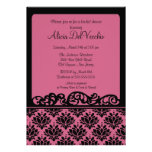 Pink & Black Damask Bridal Shower Invitation