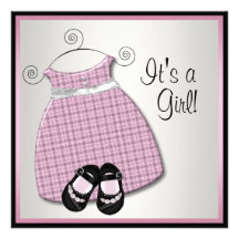 Pink Black Dress Shoes Pink Black Baby Girl Shower Invitations