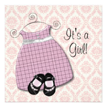 Pink Black Dress Shoes Pink Black Damask Baby Girl Custom Invite