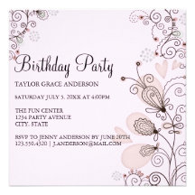 Pink & Black Floral Birthday Invite