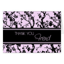 Pink Black Friend Bridesmaid Thank You Card
