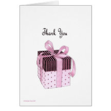Pink & Black Gift Thank You Card