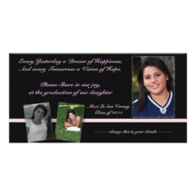 Pink & Black Graduation Invite for Maci Photo Card
