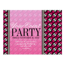 Pink Black Modern Funk Party Invitation template Post Card