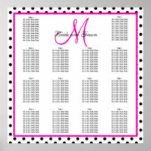 Pink Black Polka Dots Wedding Seating Chart Poster