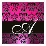 PINK,BLACK,PURPLE DAMASK MONOGRAM ,white, fuchsia Personalised Invites