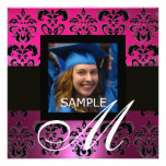 PINK BLACK PURPLE GRADUATION DAMASK  MONOGRAM PERSONALIZED ANNOUNCEMENT
