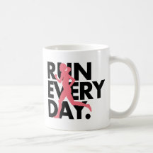 Pink/Black "Run Every Day" Coffee Mugs