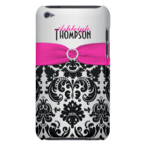 Pink, Black, Silver Damask iPod Touch Case