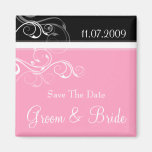 Pink & Black Swirls Refrigerator Magnet