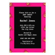Pink Black White Baby Shower Party Announcement