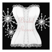 Pink Black White Corset Snowflakes Bridal Shower Personalized Invitation