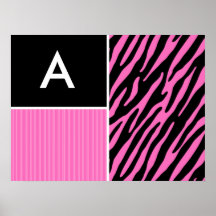 Pink & Black Zebra Stripes Print