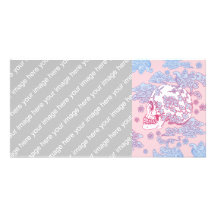 Pink Blossom Skull Customised Photo Card