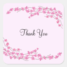 Pink Blossom Thank You Square Sticker