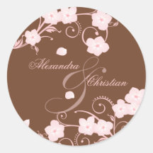 Pink Blossom Wedding Save The Date Announcement Round Sticker