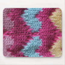 pink, blue and yellow knitting mouse pad