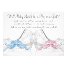 Pink Blue Bassinet Gender Reveal Party Personalized Invites