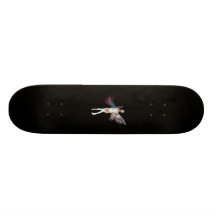 Pink & Blue Hair Pixie In White Skateboard