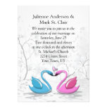 Pink Blue Kissing Swans Wedding Invitation