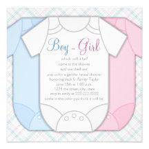 Pink Blue Plaid Gender Reveal Baby Shower Personalised Announcement
