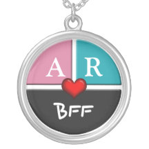 Pink & Blue Slice Round BFF Friendship Necklace