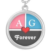 Pink & Blue Slice Round Forever Love Necklace
