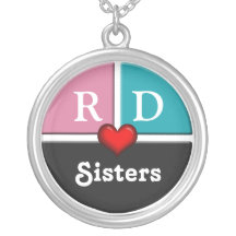 Pink & Blue Slice Round Sisters Necklace