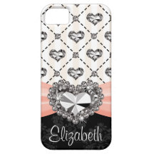 Pink Bow Rhinestone Heart