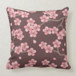 Pink Brown Cherry Blossom Pillow