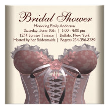 Pink Brown Corset Bridal Shower Invite