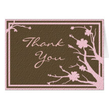 Pink brown flower theme custom thank you card