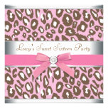 Pink Brown Leopard Sweet 16 Party Invitations