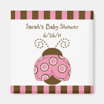Pink & Brown Mod Ladybug Baby Shower Magnet
