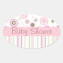 Pink Brown Sweet Girl Polka Dot Baby Shower Sticker
