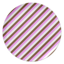 Pink brown white candy stripe plates