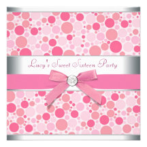 Pink Bubbles Pink Sweet 16 Birthday Party Personalised Announcements