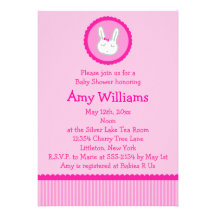 Pink Bunny Baby Shower Invitations