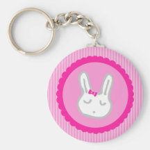 Pink Bunny Baby Shower Keychain Favors