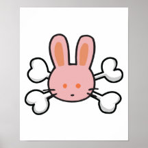 pink bunny Skull and Crossbones Posters