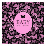 Pink Butterflies on Black Personalised Announcement