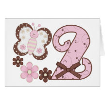 Pink Butterfly 2nd Birthday Invitations Greeting Cards