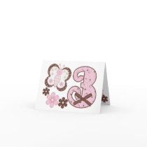 Pink Butterfly 3rd Birthday Invitations Card
