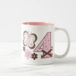 Pink Butterfly 4th Birthday Mugs