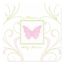 Pink Butterfly Baby Shower Favour Sticker stickers