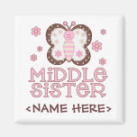 Pink Butterfly Middle Sister Magnets