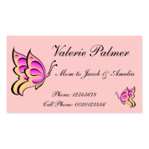 Pink Butterfly Mum Calling Card..2 Business Card Templates