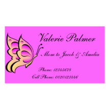 Pink Butterfly Mum Calling Card.. Business Card Template