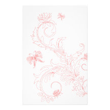 Pink Butterfly Swirls Custom Stationery